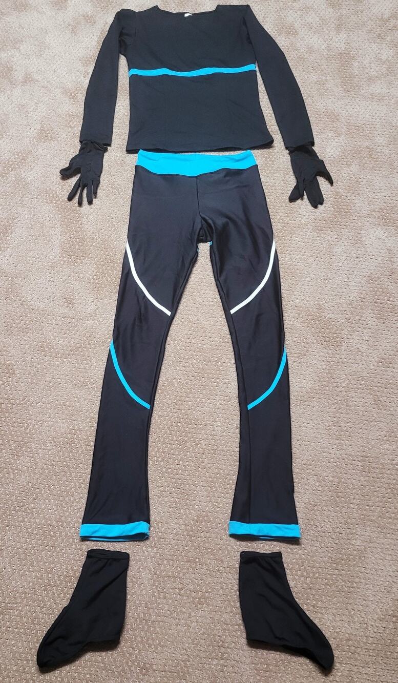 Chloe Noel Figure Skating Outfit Set Adult Large Top Pants Gloves Boot Covers